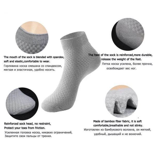 10 Pairs High Quality Bamboo Fiber Men's Socks Business Breathable Deodorant Compression Socks Men Long Big Size EUR 38-46 - Image 5