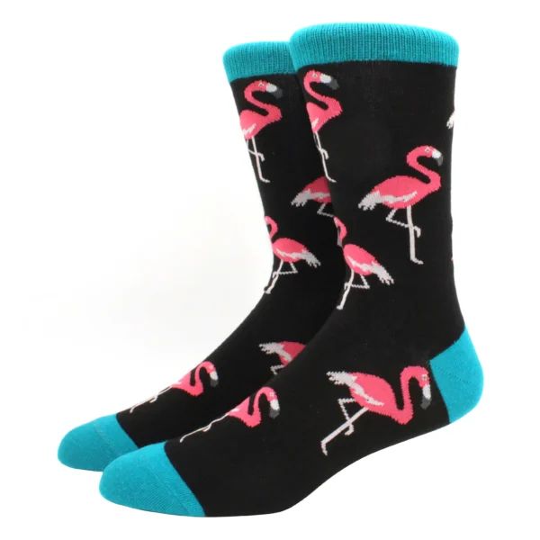 2024 New Hiphop Cotton Men Socks Harajuku Happy Funny animal Flamingo penguin chili Dress Socks for Male Wedding Christmas Gift - Image 6