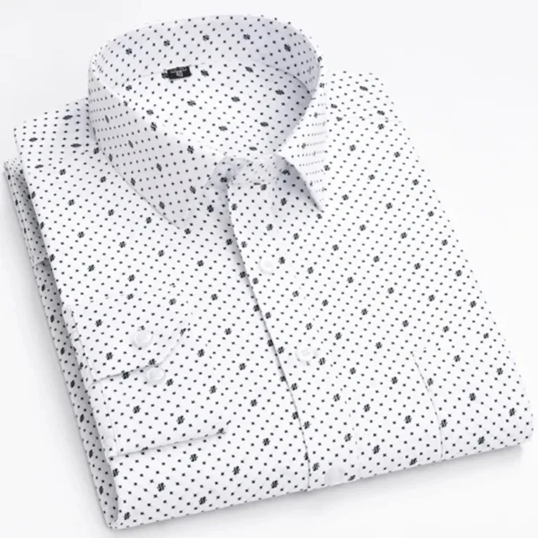 Men's Long Sleeve Shirt High-quality Fashion Casual Print Plaid Stripe Single Pocket Fit Business Formal Office Four Season Top - Image 2