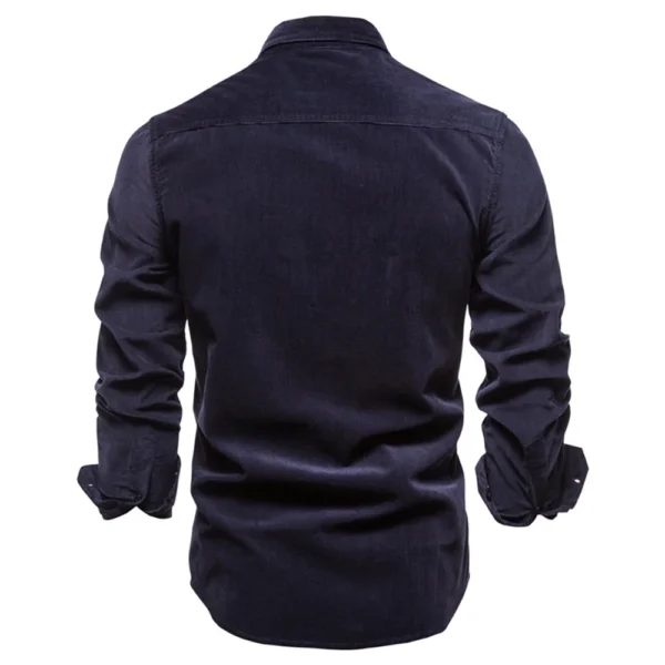 2021 New Single Breasted 100% Cotton Men's Shirt Business Casual Fashion Solid Color Corduroy Men Shirts Autumn Slim Shirt Men - Image 3