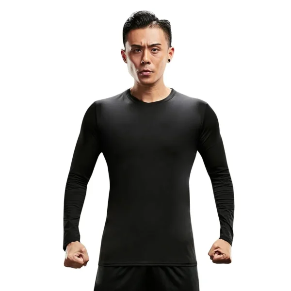 Warm Underwear For Men With Plush And Thickened Coldproof And Seamless Tight Bottoming Sports Set, Autumn And Winter Top - Image 5