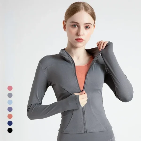 S-3XL Long Sleeve Sports Jacket Women Zip Fitness Yoga Shirt Gym Top Activewear Running Coats Workout Clothes for Cycling Sexy - Image 2