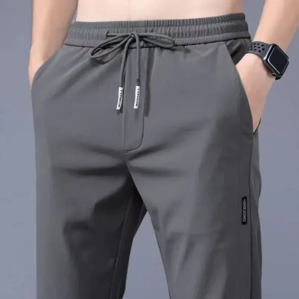 Men's Summer Thin Casual Trousers Trendy Straight-leg Cropped Pants Quick Dry Sweatpants Ice Silk Men's Pants - Image 2