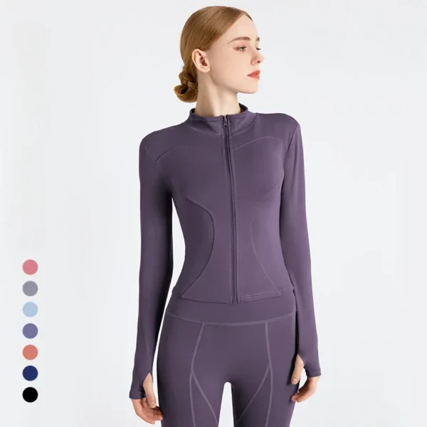 S-3XL Long Sleeve Sports Jacket Women Zip Fitness Yoga Shirt Gym Top Activewear Running Coats Workout Clothes for Cycling Sexy - Image 5