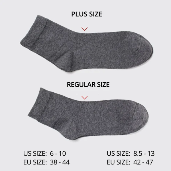 HSS 5/10 Pairs Men's Cotton Blend Socks Black Business Men Socks Soft Breathable Summer Winter for Male Socks Plus Size (6.5-14) - Image 3