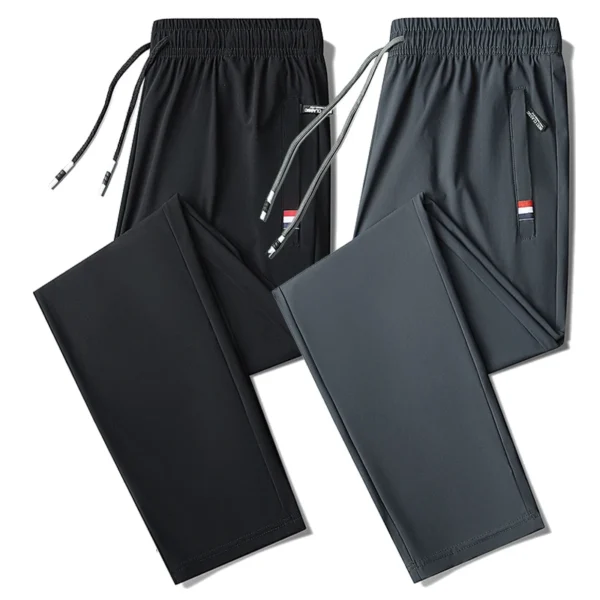 New Ice Silk High Quality Sports Comfortable Pants Sweat-absorbing Quick Drying Breathable Men's Outdoor Running Leisure Pants - Image 3