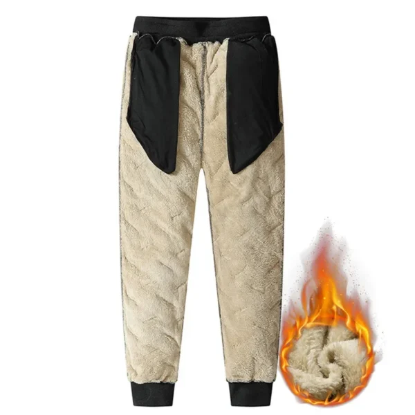 Winter Sweatwear Men Plush Thick Fleece Sweatpant Lambswool Thermal Trousers Casual Pants Waterproof Windproof Warm Cotton Pants - Image 6