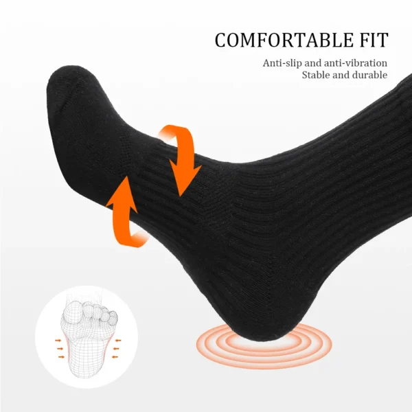 Mens Moisture Wicking Outdoor Hiking Work Cotton Socks Compression Cushion Crew Socks Leisure Men Black Socks 5 Pairs - Image 9