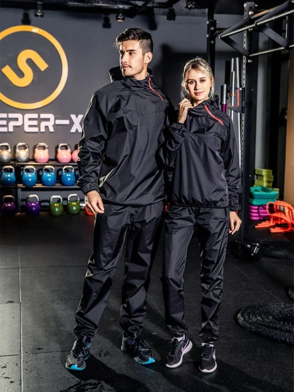 Sauna Suit Women Gym Clothing Set Men Pullover Hoodies Tops Running Fitness Exercise Sportswear Weight Loss Sweating Sports Suit - Image 5