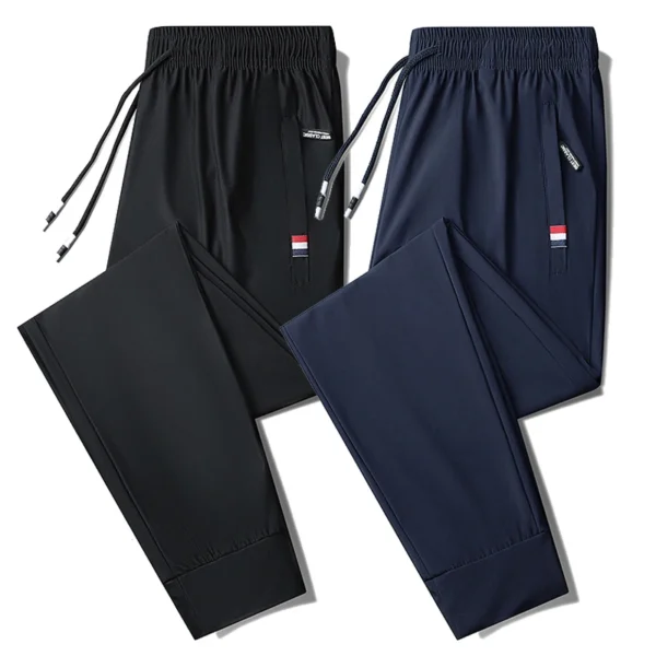 New Ice Silk High Quality Sports Comfortable Pants Sweat-absorbing Quick Drying Breathable Men's Outdoor Running Leisure Pants