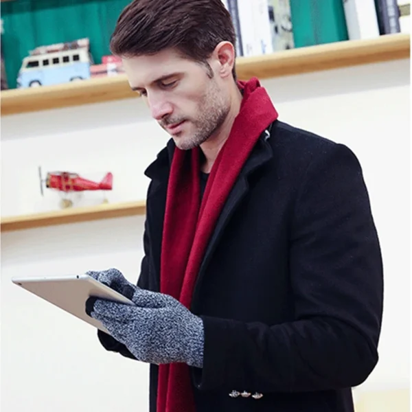 New Winter Men Knitted Gloves Touchscreen High Quality Male Mitten Thicken Warm Wool Cashmere Solid Women Business Gloves Autumn - Image 3