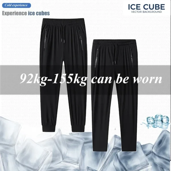 Ice silk trousers men's summer casual high-stretch fat guy plus fat plus size sports pants 5XL-9XL