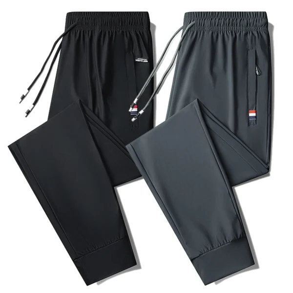 New Ice Silk High Quality Sports Comfortable Pants Sweat-absorbing Quick Drying Breathable Men's Outdoor Running Leisure Pants - Image 2