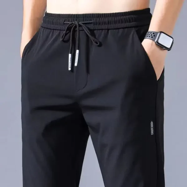 Men's Summer Thin Casual Trousers Trendy Straight-leg Cropped Pants Quick Dry Sweatpants Ice Silk Men's Pants