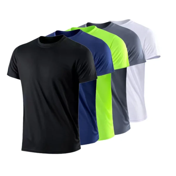 Quick-drying Round Neck Sport T-shirt Gym Fitness Shirt Trainer Running T-shirt Men Breathable Sportswear Костюм Женский Летний - Image 3