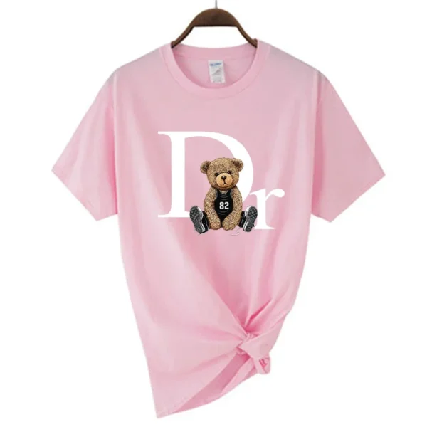 Luxury Brand Cute Bear Print Women T-shirt Tshirt Summer Graphic Fashion Female T Shirts Woman Clothing Free Shipping - Image 2