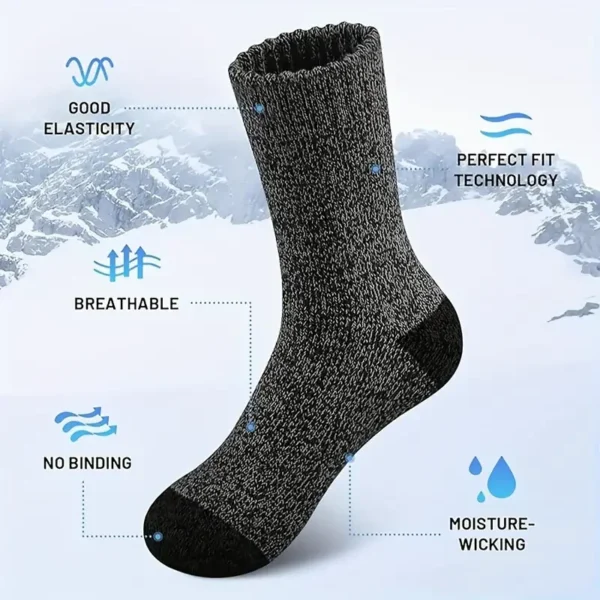 5 Pairs Merino Wool Socks For Men, Super Thick Hiking Socks Thermal Socks For Cold Weather - Image 5