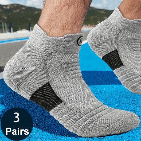 3 Pairs Sports Socks For Man High Quality Comfortable Breathable Basketball Short Socks Casual Fashion Low-cut Ankle Socks - Image 4