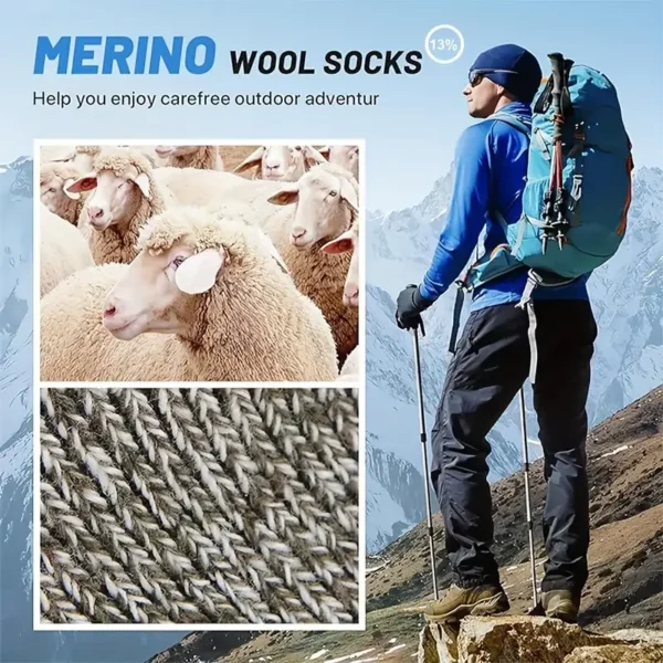 5 Pairs Merino Wool Socks For Men, Super Thick Hiking Socks Thermal Socks For Cold Weather - Image 12