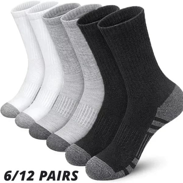 6/12 Pairs Men's Outdoor Gym Socks High Quality Comfortable Soft Ground-Gripping Football Large Size New Style